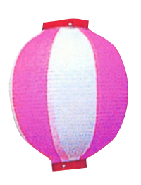 ピンク／白　装飾１０号丸提灯　KS-030019002