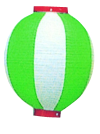 緑／白　装飾１０号丸提灯　KS-030019005