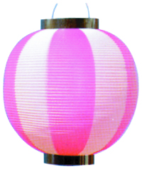 丸ピンク／白　ポリ八寸提灯　KS-030027009