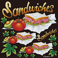 スタンダード　サンドイッチ　ＭＮ１　デコレーションシール（チョークアート）　N-4916