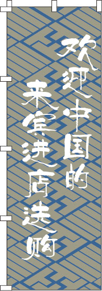 中国のお客様大歓迎・是非お立ち寄りください・灰のぼり旗-0700010IN