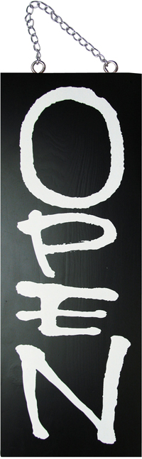 中　ＯＰＥＮ／ＣＬＯＳＥ　木製サイン（黒）　N-3973